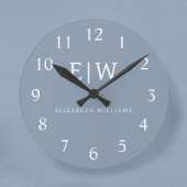 Stoffig Blauw Minimalistisch Modern Elegant Monogr Ronde Klok