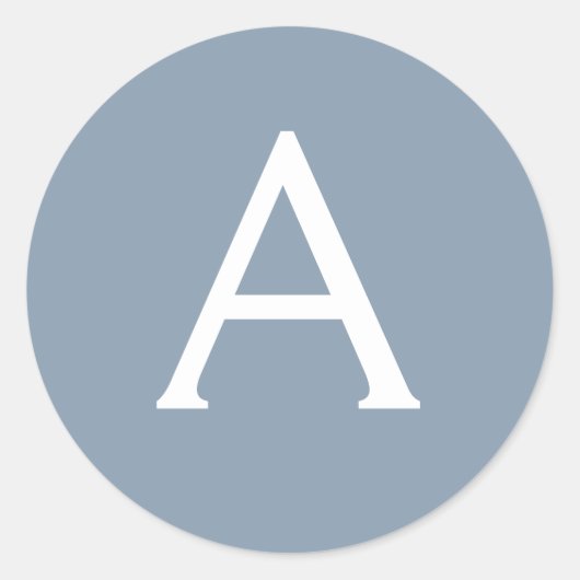 Stoffig Blauw Minimalistisch Modern Elegant Monogr Ronde Sticker (Voorkant)