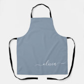 Stoffig Blauw Minimalistisch Modern Elegant Monogr Schort (Voorkant)