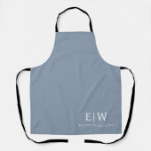 Stoffig Blauw Minimalistisch Modern Elegant Monogr Schort (Voorkant)