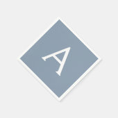 Stoffig Blauw Minimalistisch Modern Elegant Monogr Servet (Hoek)