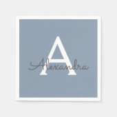 Stoffig Blauw Minimalistisch Modern Elegant Monogr Servetten (Voorkant)