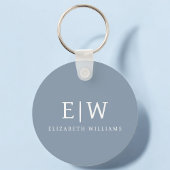 Stoffig Blauw Minimalistisch Modern Elegant Monogr Sleutelhanger