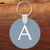 Stoffig Blauw Minimalistisch Modern Elegant Monogr Sleutelhanger (Voorkant)