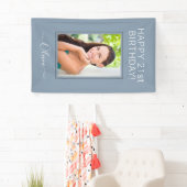 Stoffig Blauw Minimalistisch Modern Elegant Monogr Spandoek (Insitu)