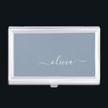 Stoffig Blauw Minimalistisch Modern Elegant Monogr Visitekaarthouder<br><div class="desc">Introductie van ons Dusty Blue Minimalist Modern Monogram Elegant Collectie: Verhoog uw stijl met ingetogen verfijning en tijdloze charme. Ons collectie heeft minimalistische design in een rustgevende stoffige blauwe tint, versterkt met elegante monogrammen op maat van uw persoonlijke smaak. Van verfijnde briefpapier tot veelzijdige accessoires, elk stuk in ons collectie...</div>
