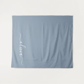 Stoffig Blauw Minimalistisch Modern Elegant Monogr Wandkleed (Voorkant (horizontaal))