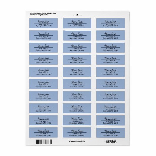 Stoffig blauw minimalistisch retouradres labels (Full Sheet)