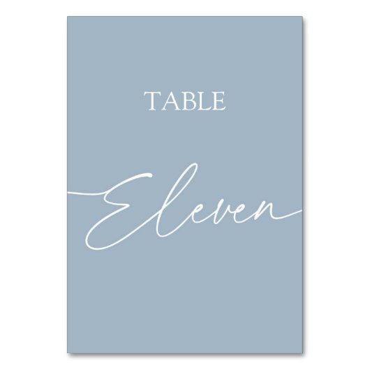 Stoffig blauw minimalistische elegante tafel elf kaart (Achterkant)