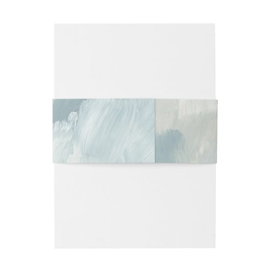 Stoffig Blauw Modern Abstract Brushstrokes Bruilof Uitnodigingen Wikkel (Achterkant Voorbeeld)