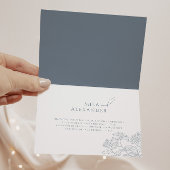 Stoffig Blauw Modern Bloemen Bruiloft Bedankkaart