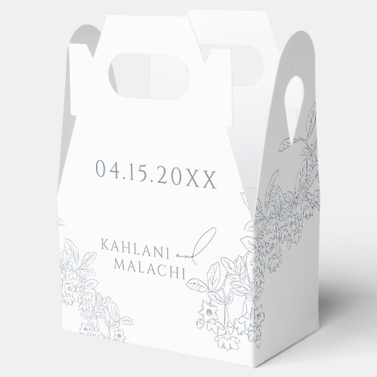 Stoffig Blauw  Modern Bruiloft Bedankdoosjes (Geopend)