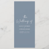 Stoffig blauw modern eenvoudig elegant script brui menu (Achterkant)