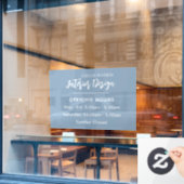 Stoffig Blauw Modern Elegant Business Openingstijd Raamsticker (Cafe Raam)