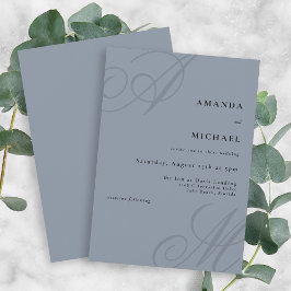 Stoffig Blauw Modern Elegant Minimaal Monogram Bru Kaart