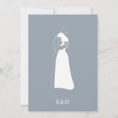 Stoffig blauw modern Hand getrokken paar bruiloft Kaart (Voorkant)