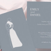 Stoffig blauw modern Hand getrokken paar bruiloft Kaart