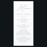Stoffig Blauw Modern Klassiek Bruiloft Evenement Menu<br><div class="desc">Elegant en modern,  stoffig blauw minimalistisch platte menu. Volledig aanpasbaar menu voor uw bruiloft of evenement.</div>