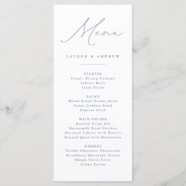 Stoffig Blauw Modern Klassiek Bruiloft Evenement Menu