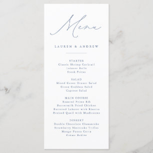 Stoffig Blauw Modern Klassiek Bruiloft Evenement Menu