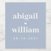 Stoffig Blauw Modern Minimalistisch Eenvoudig Huwe Wijn Etiket (Enkel label)