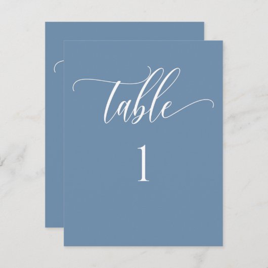 Stoffig Blauw Modern Minimalistisch Tafelnummer (Voorkant / Achterkant)