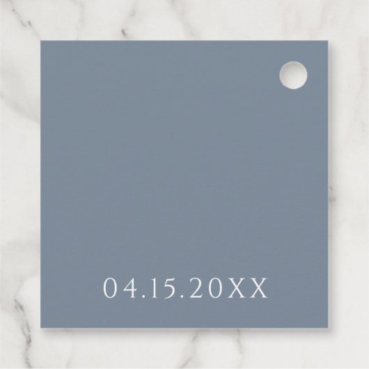 Stoffig Blauw Modern  Monogram Bruiloft Bedankjes Labels (Achterkant)