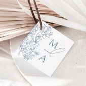 Stoffig Blauw Modern  Monogram Bruiloft Bedankjes Labels