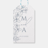 Stoffig Blauw Modern  Monogram Bruiloft Cadeaulabel (Voorkant)