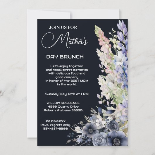  Stoffig Blauw Modern Typografie Moederdag Kaart (Voorkant)