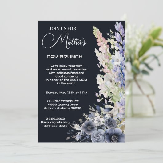  Stoffig Blauw Modern Typografie Moederdag Kaart (Staand voorkant)