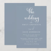 Stoffig blauw Moderne Elegantie Chic bruiloft uitn Kaart (Voorkant / Achterkant)
