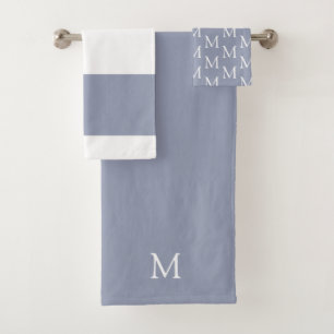 Stoffig Blauw Monogram Badhanddoek Set II Bad Handdoek