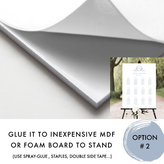 Stoffig Blauw Monogram Bruiloft Zitplaatjes Teken Poster