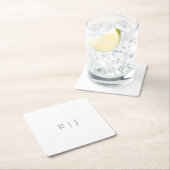 Stoffig Blauw Monogram Initialen Minimal Bruiloft Kartonnen Onderzetters (Insitu)