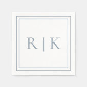 Stoffig Blauw Monogram Initialen Minimal Bruiloft Servet (Voorkant)