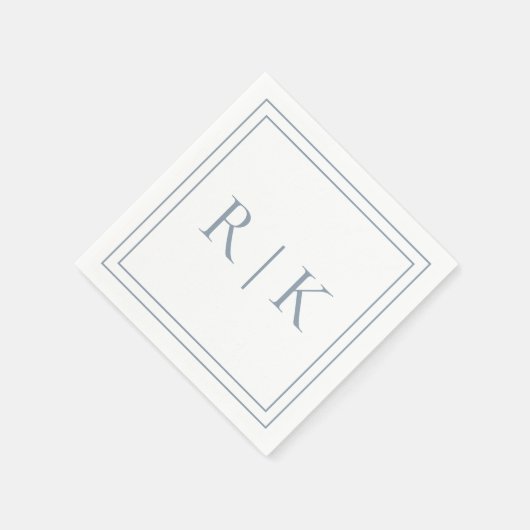 Stoffig Blauw Monogram Initialen Minimal Bruiloft Servet (Hoek)