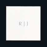 Stoffig Blauw Monogram Initialen Minimal Bruiloft Servet<br><div class="desc">Ontworpen met tekst sjabloon voor monogrammed initialen die u kunt aanpassen!</div>
