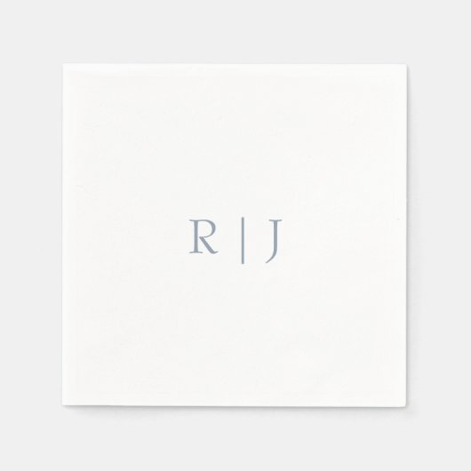 Stoffig Blauw Monogram Initialen Minimal Bruiloft Servet (Voorkant)