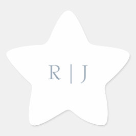 Stoffig Blauw Monogram Initialen Minimal Bruiloft Ster Sticker