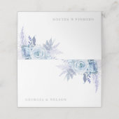 Stoffig Blauw Mooi Bloemen Bruiloft Plaatskaartje (Buitenkant ongevouwen)