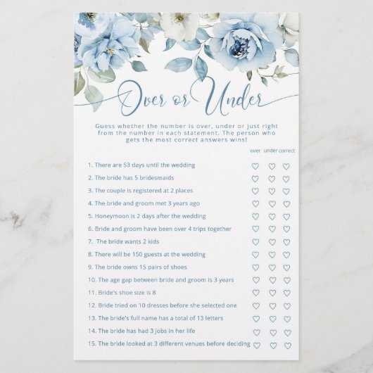 Stoffig blauw over of onder vrijgezellenfeest spel (Voorkant)