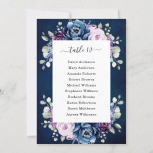 Stoffig blauw paarse marine lelie bloemen zitplaat kaart