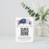 Stoffig Blauw Paarse Marine Lila Bloom Bruiloft QR Informatiekaartje (Staand voorkant)