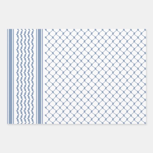 Stoffig Blauw Palestijns Keffiyeh Patroon Ontwerp Inpakpapier Vel (Voorkant)
