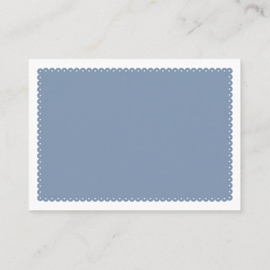 Stoffig blauw papel picado Baby shower Luier Raffl Informatiekaartje (Achterkant)