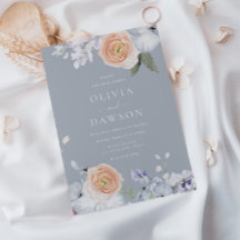 Stoffig Blauw & Perzik Modern Elegant Bruiloft