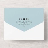 Stoffig blauw QR code bruiloft All In One Uitnodiging (Achterkant)