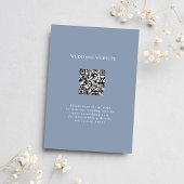 Stoffig Blauw QR Code Minimale Bruiloft Details Informatiekaartje