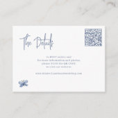 Stoffig blauw QR CODE online RSVP bruiloft details Informatiekaartje (Voorkant)